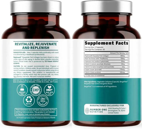 NUMBER ONE NUTRITION - Number One Nutrition Premium Marine Collagen Dipeptides 120 Capsulas - The Red Vitamin MX - Suplementos Alimenticios - {{ shop.shopifyCountryName }}
