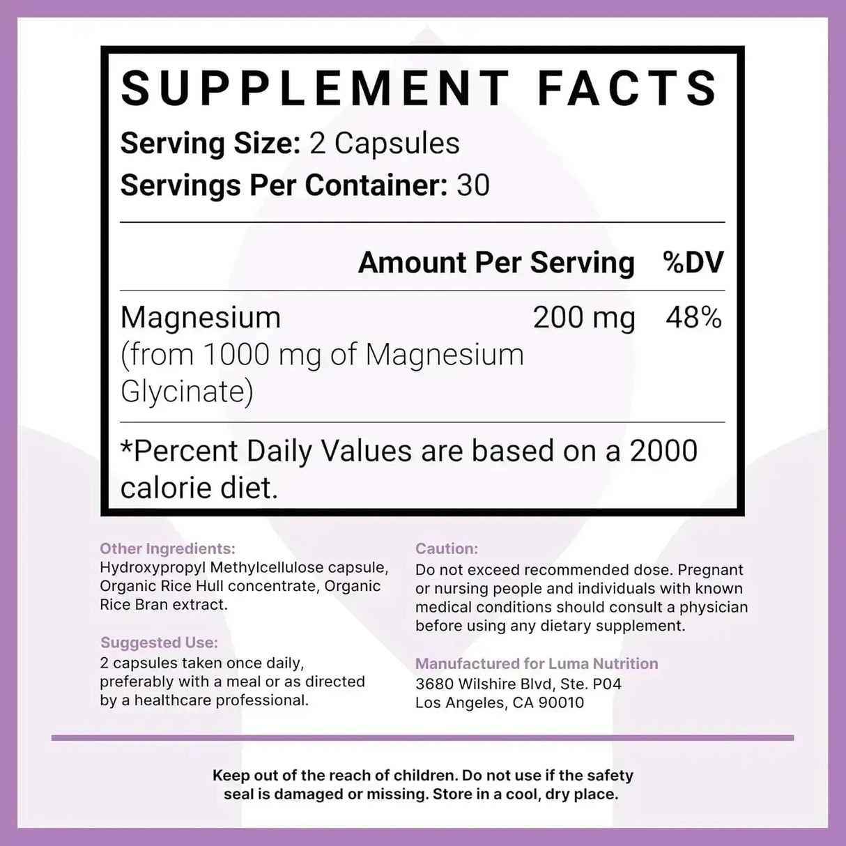 LUMA NUTRITION - Luma Nutrition Magnesium Glycinate 1000Mg. 60 Capsulas - The Red Vitamin MX - Suplementos Alimenticios - {{ shop.shopifyCountryName }}