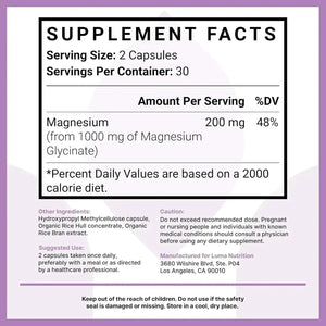 LUMA NUTRITION - Luma Nutrition Magnesium Glycinate 1000Mg. 60 Capsulas - The Red Vitamin MX - Suplementos Alimenticios - {{ shop.shopifyCountryName }}