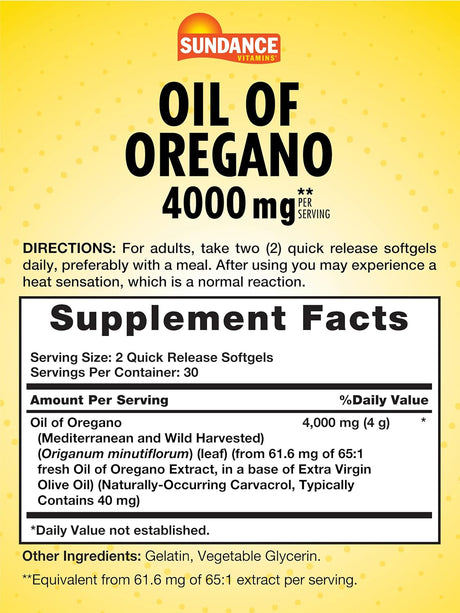 Sundance Oil of Oregano 4000Mg. 60 Capsulas Blandas