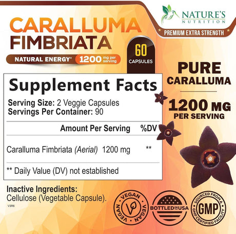 NATURE'S NUTRITION - Pure Caralluma Fimbriata Extract Highly Concentrated 1200Mg. 180 Capsulas - The Red Vitamin MX - Suplementos Alimenticios - {{ shop.shopifyCountryName }}