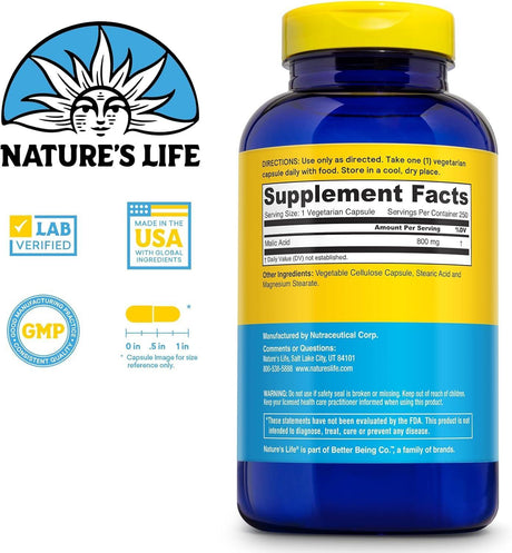 NATURE'S LIFE - Nature's Life Malic Acid 800Mg. 250 Capsulas - The Red Vitamin MX - Suplementos Alimenticios - {{ shop.shopifyCountryName }}