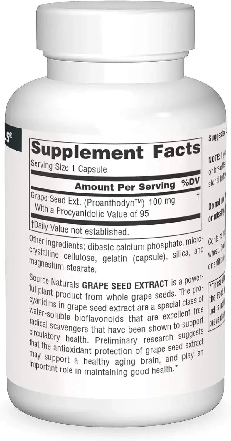 SOURCE NATURALS - Source Naturals Grape Seed Extract 100Mg. 120 Capsulas - The Red Vitamin MX - Suplementos Alimenticios - {{ shop.shopifyCountryName }}