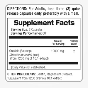 FITO MEDIC'S Lab Soursop Graviola 12,000Mg. 180 Capsulas