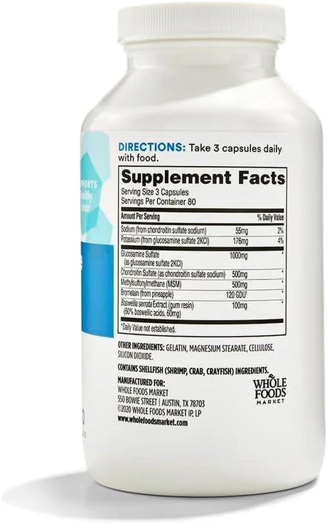 365 - 365 by Whole Foods Market Glucosamine Chondroitin And MSM 240 Capsulas - The Red Vitamin MX - Suplementos Alimenticios - {{ shop.shopifyCountryName }}