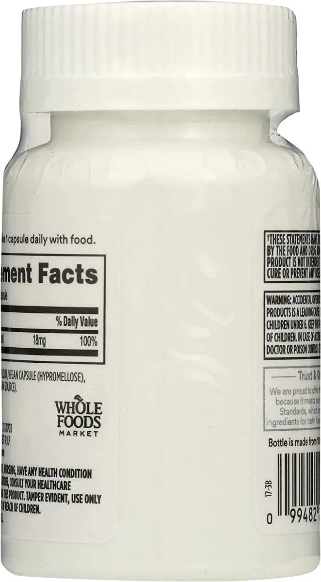 365 - 365 by Whole Foods Market, Iron Chelated 18Mg. 100 Capsulas - The Red Vitamin MX - Suplementos Alimenticios - {{ shop.shopifyCountryName }}