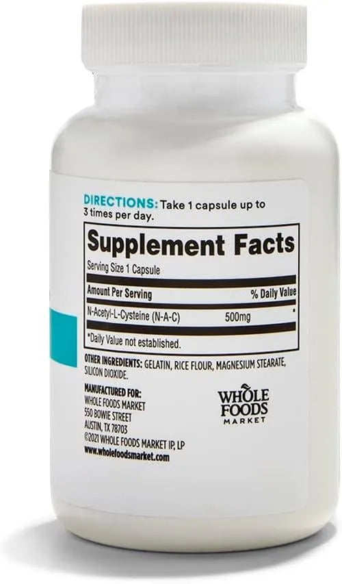 365 - 365 by Whole Foods Market N-Acetyl L-Cysteine 500Mg. 100 Capsulas - The Red Vitamin MX - Suplementos Alimenticios - {{ shop.shopifyCountryName }}