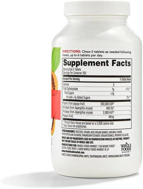 365 - 365 by Whole Foods Market Papaya Enzymes 500 Tabletas Masticables - The Red Vitamin MX - Suplementos Alimenticios - {{ shop.shopifyCountryName }}