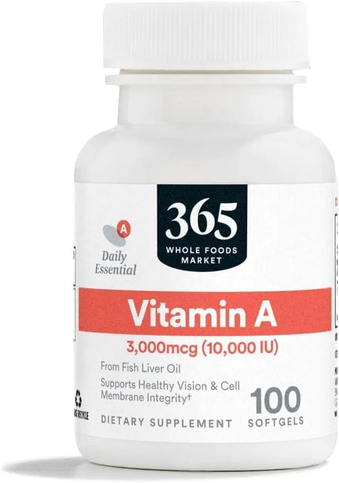 365 - 365 by Whole Foods Market Vitamin A 10K IU 100 Capsulas Blandas - The Red Vitamin MX - Suplementos Alimenticios - {{ shop.shopifyCountryName }}