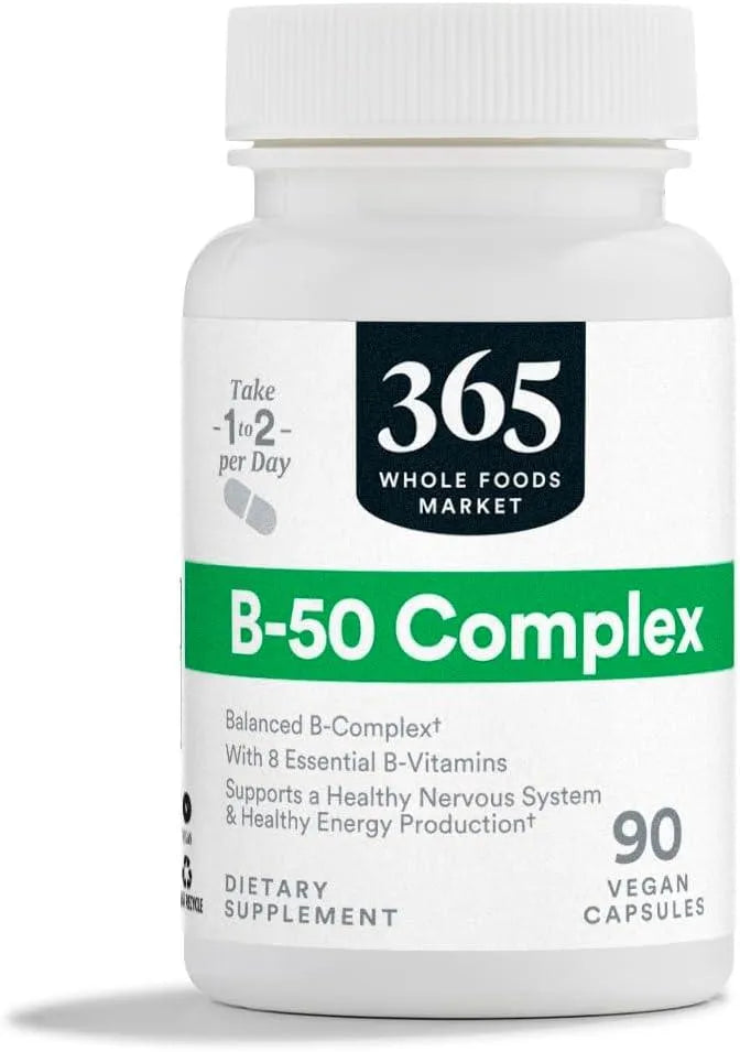 365 - 365 by Whole Foods Market Vitamin B50 Complex 90 Capsulas - The Red Vitamin MX - Suplementos Alimenticios - {{ shop.shopifyCountryName }}