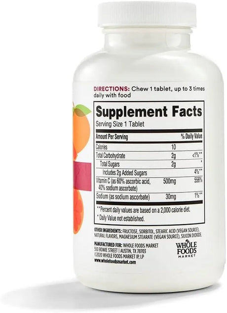 365 - 365 by Whole Foods Market Vitamin C Chewable 500Mg. 100 Tabletas Masticables - The Red Vitamin MX - Suplementos Alimenticios - {{ shop.shopifyCountryName }}