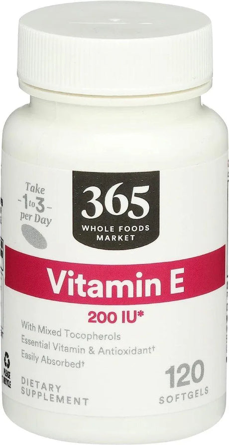 365 - 365 by Whole Foods Market Vitamin E 200 IU 120 Capsulas Blandas - The Red Vitamin MX - Suplementos Alimenticios - {{ shop.shopifyCountryName }}