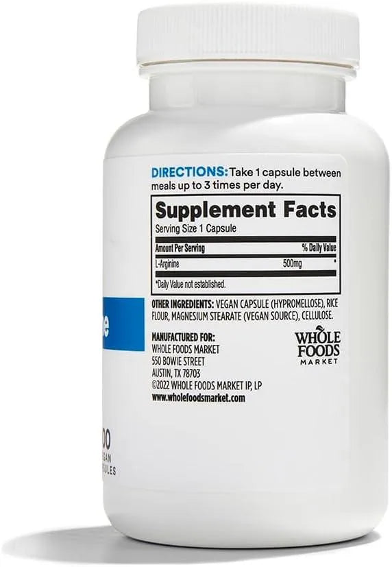 365 - 365 Whole Foods Market L Arginine 500Mg. 100 Capsulas - The Red Vitamin MX - Suplementos Alimenticios - {{ shop.shopifyCountryName }}