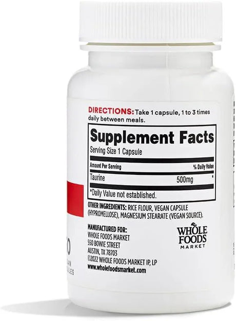 365 - 365 Whole Foods Market Taurine 500Mg. 60 Capsulas - The Red Vitamin MX - Suplementos Alimenticios - {{ shop.shopifyCountryName }}