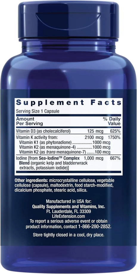 LIFE EXTENSION - Life Extension Vitamins D and K with Sea-Iodine 60 Capsulas - The Red Vitamin MX - Suplementos Alimenticios - {{ shop.shopifyCountryName }}