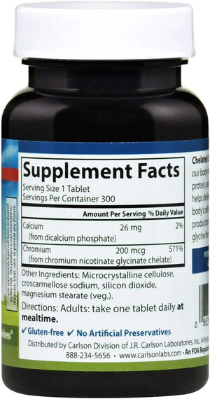 CARLSON - Carlson Chelated Chromium 200mcg 300 Tabletas - The Red Vitamin MX - Suplementos Alimenticios - {{ shop.shopifyCountryName }}