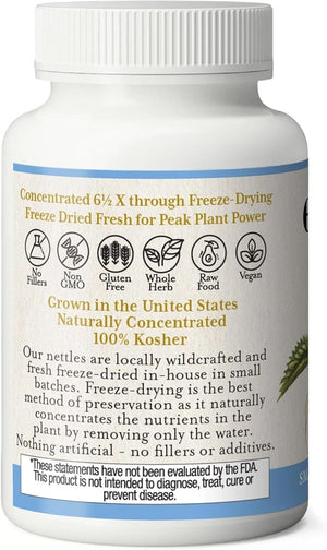 Eclectic Institute Raw Fresh Freeze-Dried Non-GMO Nettle Root 90 Capsulas