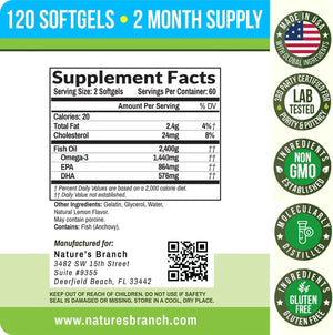 NATURE'S BRANCH - Nature's Branch Best Triple Strength Omega 3 Fish Oil 2400Mg. 120 Capsulas Blandas - The Red Vitamin MX - Suplementos Alimenticios - {{ shop.shopifyCountryName }}