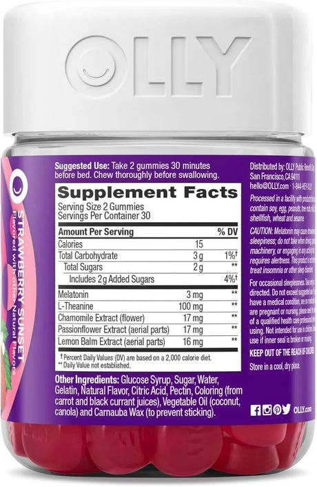 OLLY - OLLY Sleep Gummy 3Mg. Melatonin Strawberry 60 Gomitas - The Red Vitamin MX - Suplementos Alimenticios - {{ shop.shopifyCountryName }}