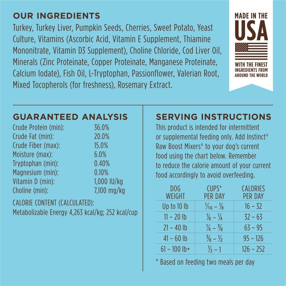 Instinct Raw Boost Mixers Tranquility Freeze-Dried Dog Food Topper 156Gr.