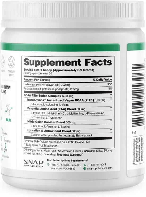 SNAP - Snap BCAA Powder Essential Amino Energy 30 Servicios Watermelon 258Gr. - The Red Vitamin MX - Suplementos Alimenticios - {{ shop.shopifyCountryName }}