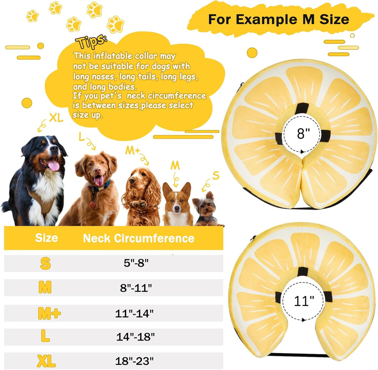 Cneo Recovery Donut Collar LEMON LARGE