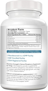 Nutrition Strength Calcium Phosphorus for Dogs Supplement 120 Tabletas Masticables