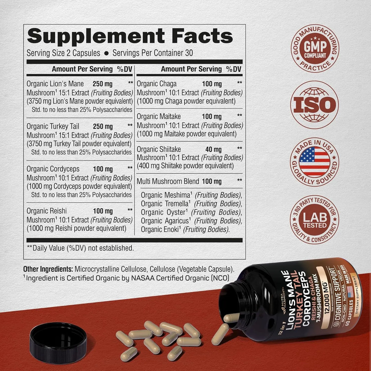 NUTRA HARMONY - Nutra Harmony Mushroom Supplement 60 Capsulas - The Red Vitamin MX - Suplementos Alimenticios - {{ shop.shopifyCountryName }}