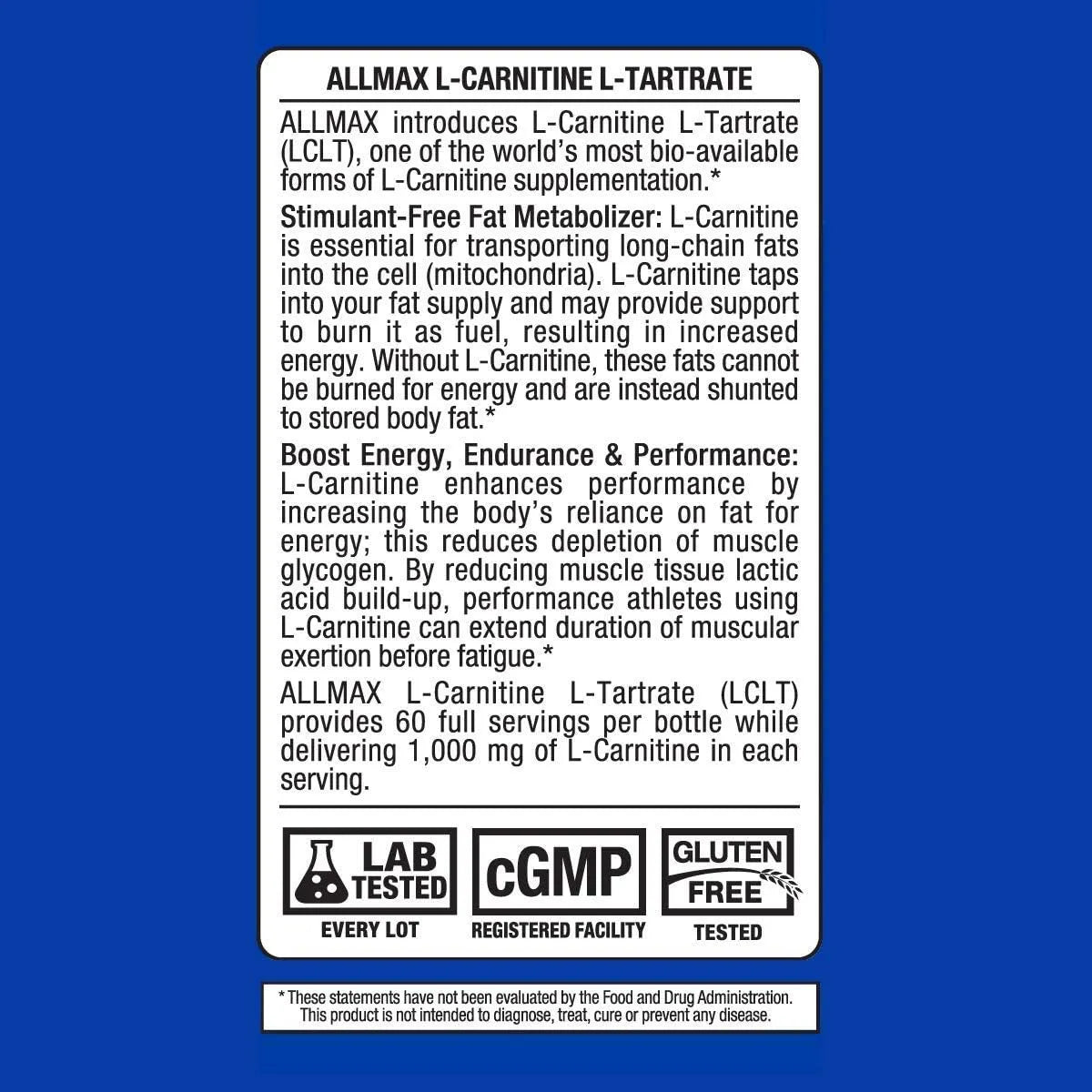 ALLMAX NUTRITION - ALLMAX Nutrition L-Carnitine + Tartrate 120 Capsulas - The Red Vitamin MX - Suplementos Alimenticios - {{ shop.shopifyCountryName }}