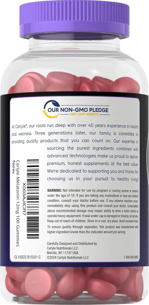 CARLYLE - Carlyle Melatonin Gummies 12Mg. 100 Gomitas - The Red Vitamin MX - Suplementos Alimenticios - {{ shop.shopifyCountryName }}
