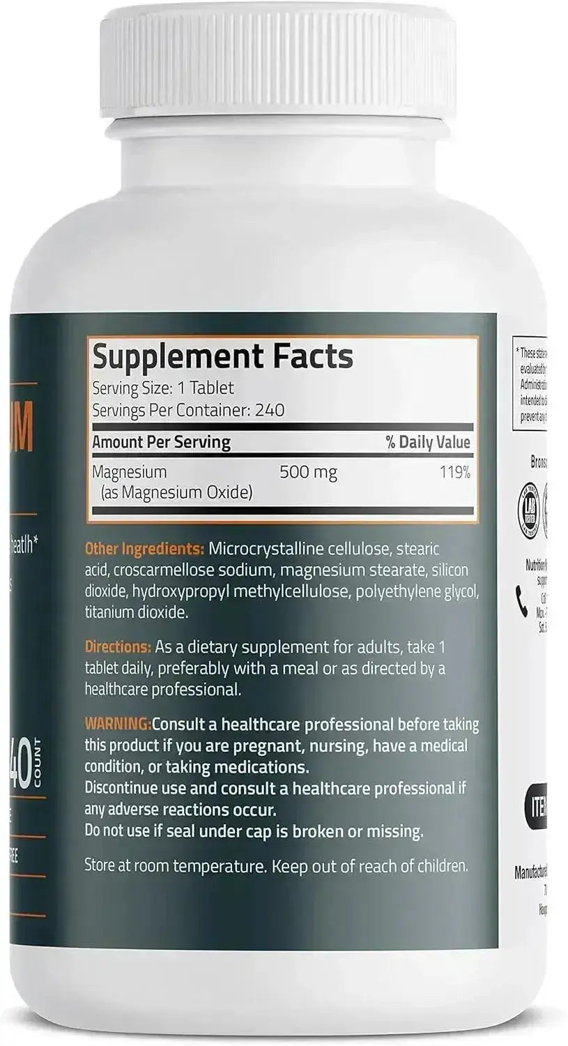 BRONSON - Bronson Magnesium 500Mg. 240 Tabletas - The Red Vitamin MX - Suplementos Alimenticios - {{ shop.shopifyCountryName }}