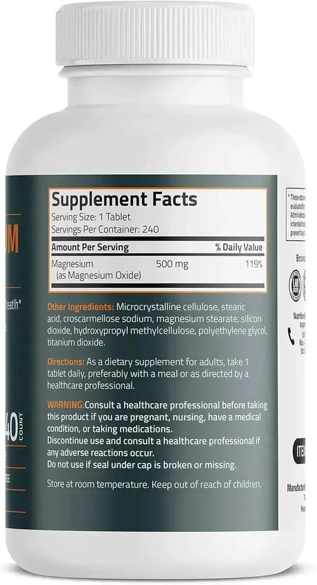 BRONSON - Bronson Magnesium 500Mg. 240 Tabletas - The Red Vitamin MX - Suplementos Alimenticios - {{ shop.shopifyCountryName }}