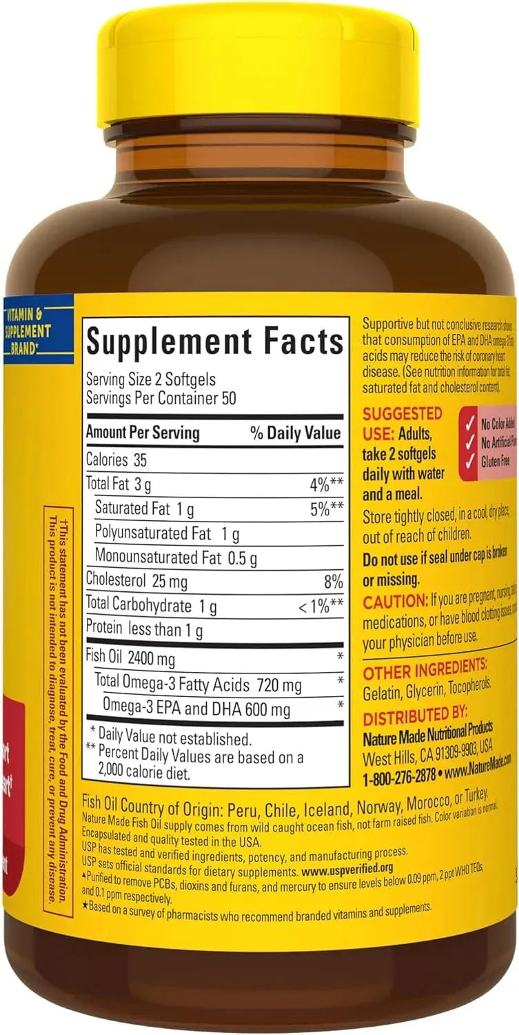 NATURE MADE - Nature Made Fish Oil 1200Mg. 100 Capsulas Blandas - The Red Vitamin MX - Suplementos Alimenticios - {{ shop.shopifyCountryName }}