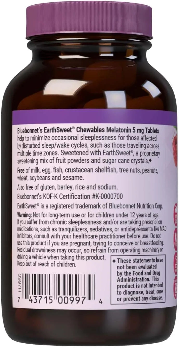 BLUEBONNET NUTRITION - Bluebonnet Nutrition EarthSweet Melatonin 5Mg. Raspberry Flavor 120 Tabletas Masticables - The Red Vitamin MX - Suplementos Alimenticios - {{ shop.shopifyCountryName }}