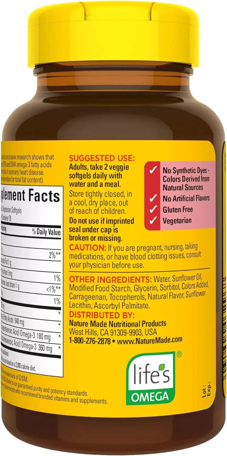 NATURE MADE - Nature Made Algae Omega 3 540Mg. 70 Capsulas Blandas - The Red Vitamin MX - Suplementos Alimenticios - {{ shop.shopifyCountryName }}