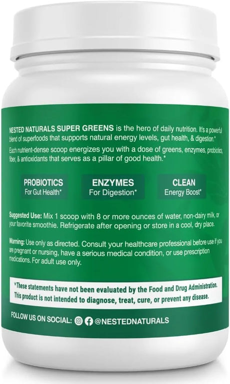 NESTED NATURALS - Nested Naturals Super Greens Daily Greens Superfood Powder 60 Servicios Original 480Gr. - The Red Vitamin MX - Suplementos Alimenticios - {{ shop.shopifyCountryName }}