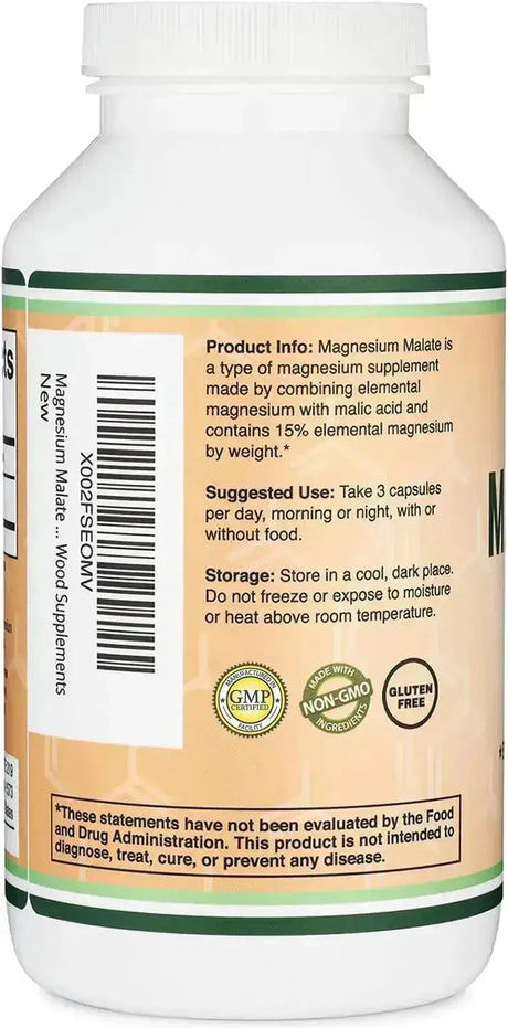 DOUBLE WOOD SUPPLEMENTS - Double Wood Supplements Magnesium Malate 1500Mg. 420 Capsulas - The Red Vitamin MX - Suplementos Alimenticios - {{ shop.shopifyCountryName }}