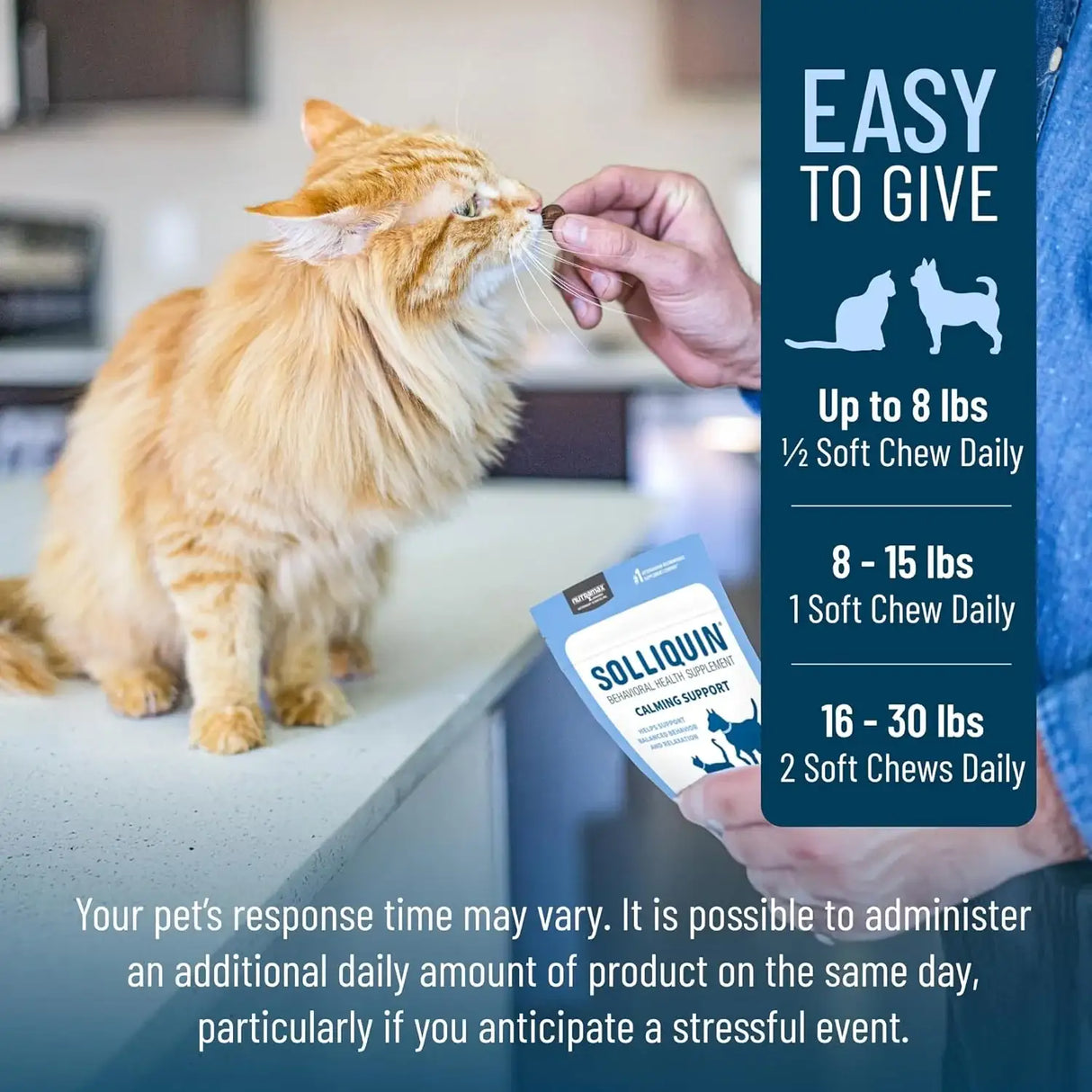 NUTRAMAX - Nutramax Solliquin Calming Behavioral Health Supplement for Small to Medium Dogs and Cats 75 Masticables - The Red Vitamin MX - Relajantes Para Perros - {{ shop.shopifyCountryName }}