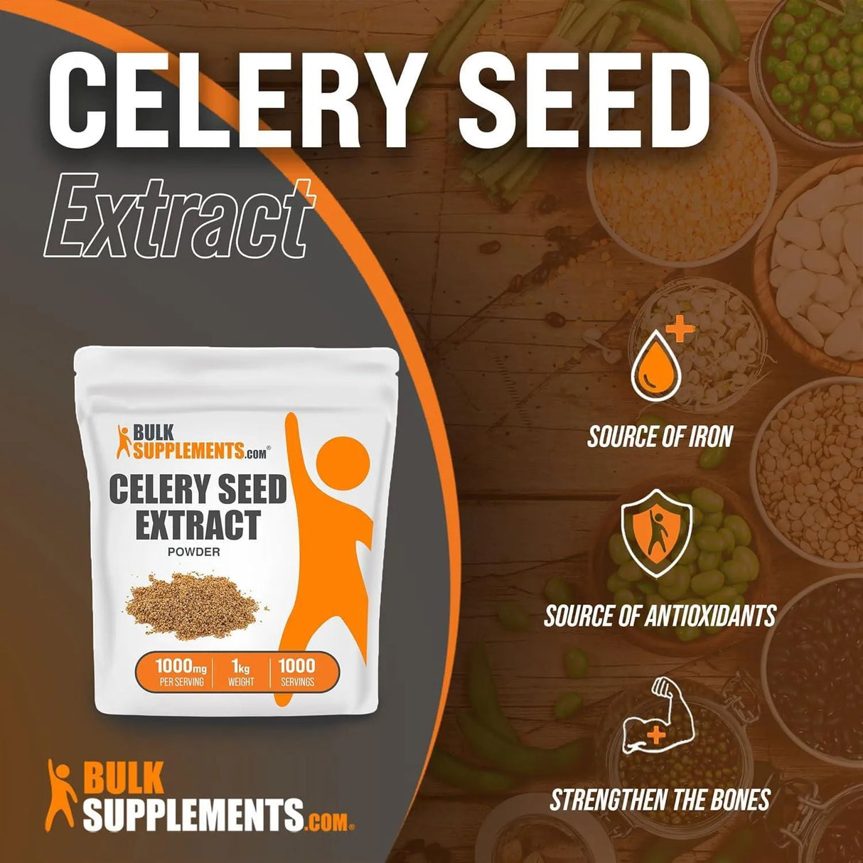 BULK SUPPLEMENTS - Bulk Supplements Celery Seed Extract Powder 1 Kg. - The Red Vitamin MX - Suplementos Alimenticios - {{ shop.shopifyCountryName }}