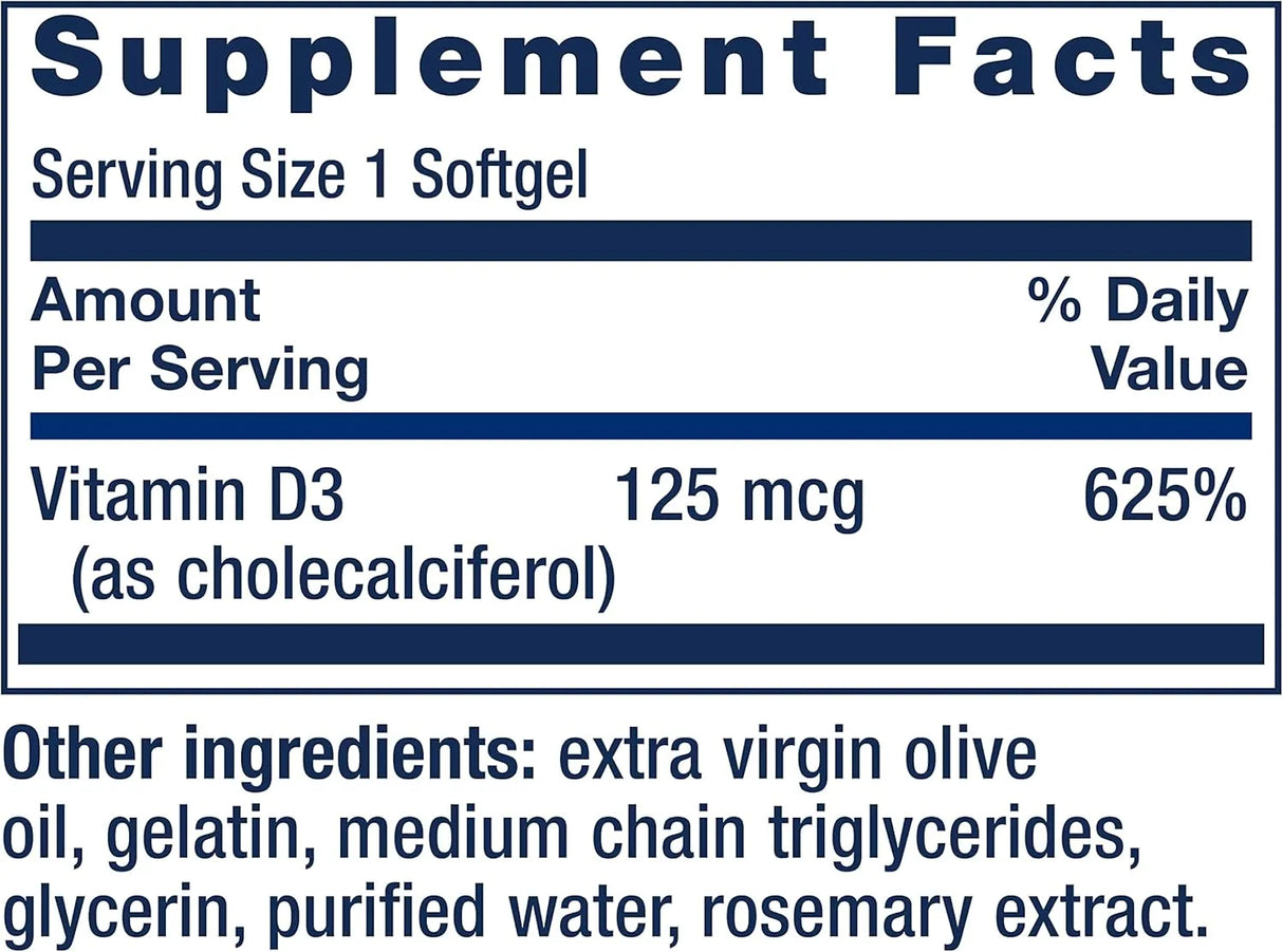 LIFE EXTENSION - Life Extension Vitamin D3 125mcg 60 Capsulas Blandas - The Red Vitamin MX - Suplementos Alimenticios - {{ shop.shopifyCountryName }}