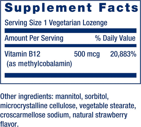 LIFE EXTENSION - Life Extension Vitamin B12 Methylcobalamin 500mcg 100 Tabletas - The Red Vitamin MX - Suplementos Alimenticios - {{ shop.shopifyCountryName }}