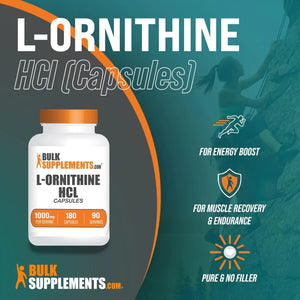 BULK SUPPLEMENTS - Bulk Supplements L-Ornithine HCl 1000Mg. 180 Capsulas - The Red Vitamin MX - Suplementos Alimenticios - {{ shop.shopifyCountryName }}