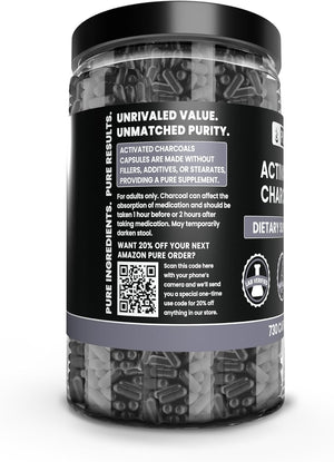 Pure Original Ingredients Activated Charcoal 730 Capsulas