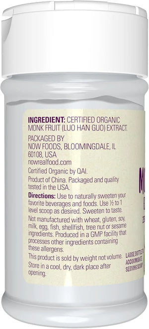 NOW SUPPLEMENTS - NOW Foods Certified Organic Monk Fruit Extract Powder 19.85Gr. - The Red Vitamin MX - Suplementos Alimenticios - {{ shop.shopifyCountryName }}