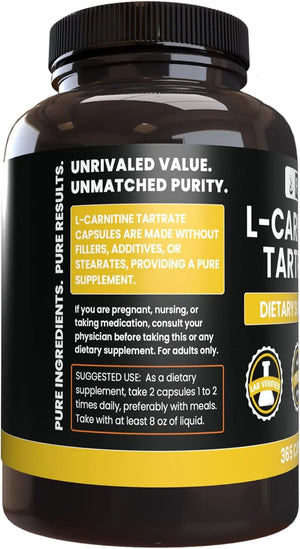 PURE ORIGINAL INGREDIENTS - Pure Original Ingredients L-Carnitine Tartrate 365 Capsulas - The Red Vitamin MX - Suplementos Alimenticios - {{ shop.shopifyCountryName }}