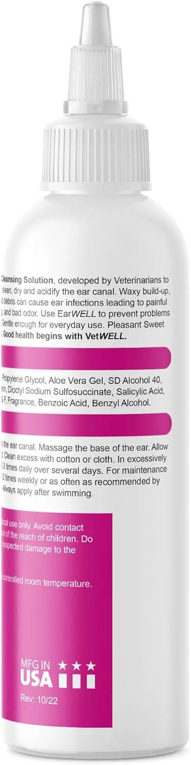 VETWELL - VetWELL Ear Cleaner for Dogs and Cats Sweet Pea Vanilla 8 Fl.Oz. - The Red Vitamin MX - Cuidado Del Oído De Perros - {{ shop.shopifyCountryName }}