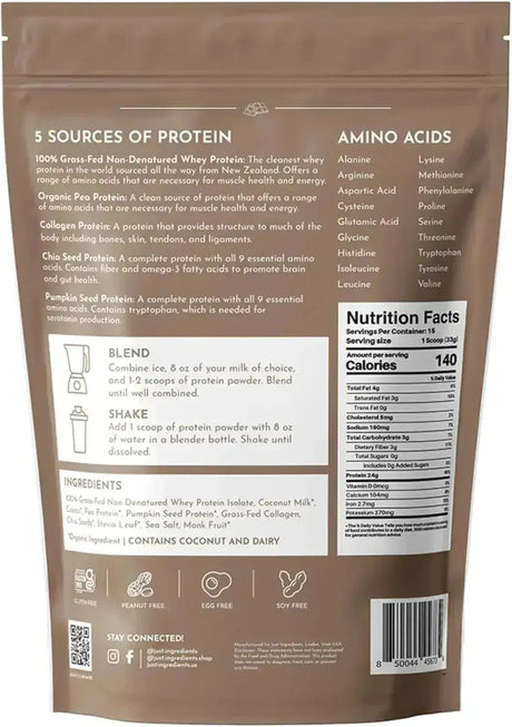JUST INGREDIENTS - Just Ingredients Protein Powder Chocolate 15 Servicios - The Red Vitamin MX - Suplementos Alimenticios - {{ shop.shopifyCountryName }}