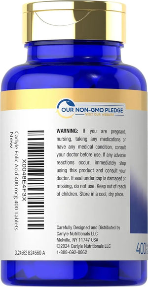 CARLYLE - Carlyle Folic Acid 400mcg 400 Tabletas - The Red Vitamin MX - Suplementos Alimenticios - {{ shop.shopifyCountryName }}