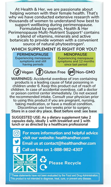 HEALTH & HER - Health & Her Perimenopause Supplement for Women 60 Capsulas - The Red Vitamin MX - Suplementos Alimenticios - {{ shop.shopifyCountryName }}