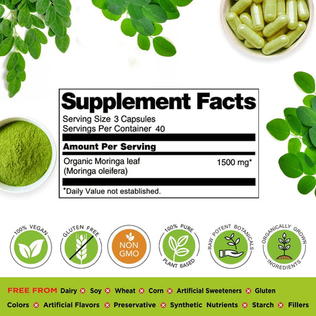 ORGANIC VEDA - Organic Veda Moringa Leaf 1500Mg. 120 Capsulas - The Red Vitamin MX - Suplementos Alimenticios - {{ shop.shopifyCountryName }}